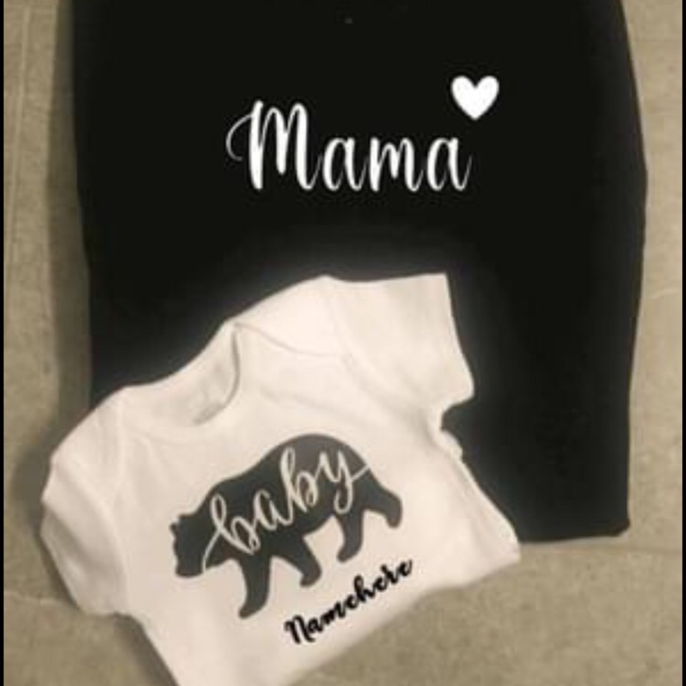 Custom Mama Sweatshirt and baby onesie gift set